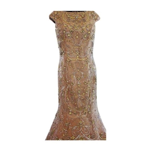 NEW Luxury Designer Wedding Evening Cocktail Party Prom Dress Beaded Runway Gown - Picture 14 of 16